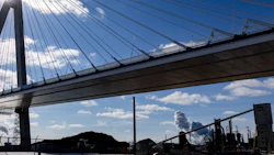 The Gordie Howe International Bridge under construction in Detroit on Feb. 12. Photographer: Emily Elconin/Bloomberg