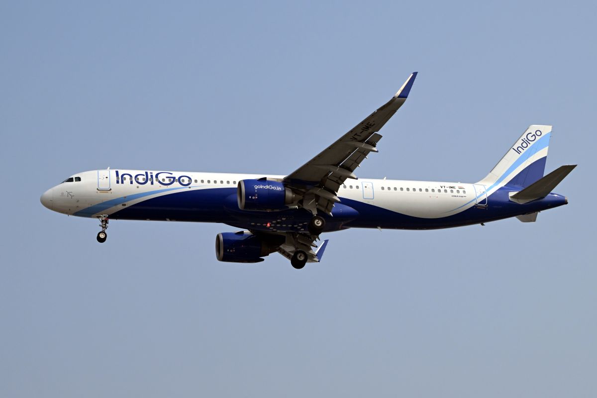 An Airbus SE A321 aircraft, operated by IndiGo. Photographer: Prakash Singh/Bloomberg
