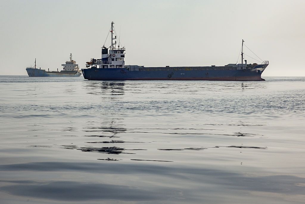 Vessels remain anchored off Port Sultan Qaboos, on June 20. Photo: Bloomberg
