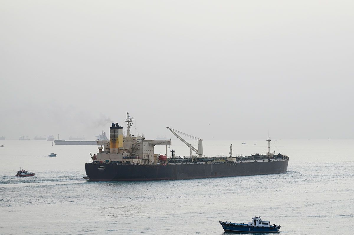 A ship transits the Suez Canal towards the Red Sea in 2024. Photographer: Sayed Hassan/Getty Images