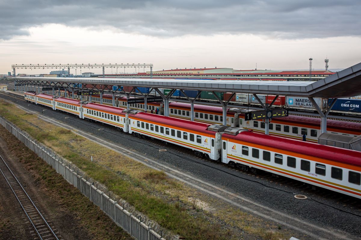 The Mombasa-Nairobi Standard Gauge Railway in Nairobi. Photographer: Patrick Meinhardt/Bloomberg