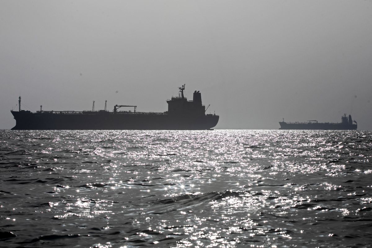 Ships anchored in the Strait of Hormuz near Larak Island, Iran. Photographer: Majid Saeedi/Getty Images