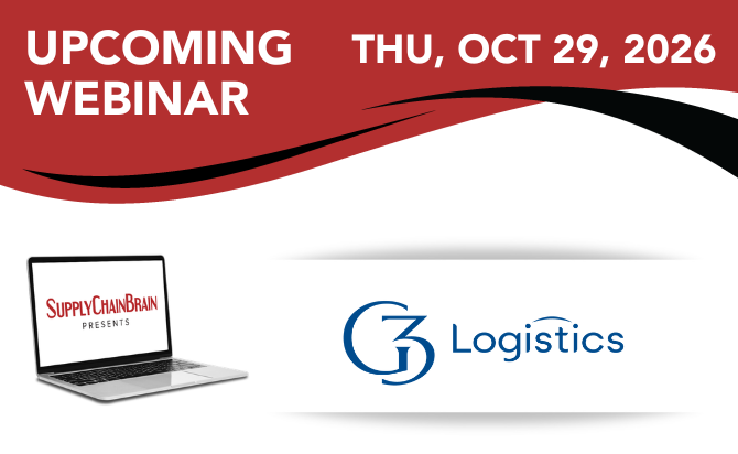 Upcoming Webinar G3 Logistics Supply Chain Brain Webinar Thu Oct 29 2026 2p Et