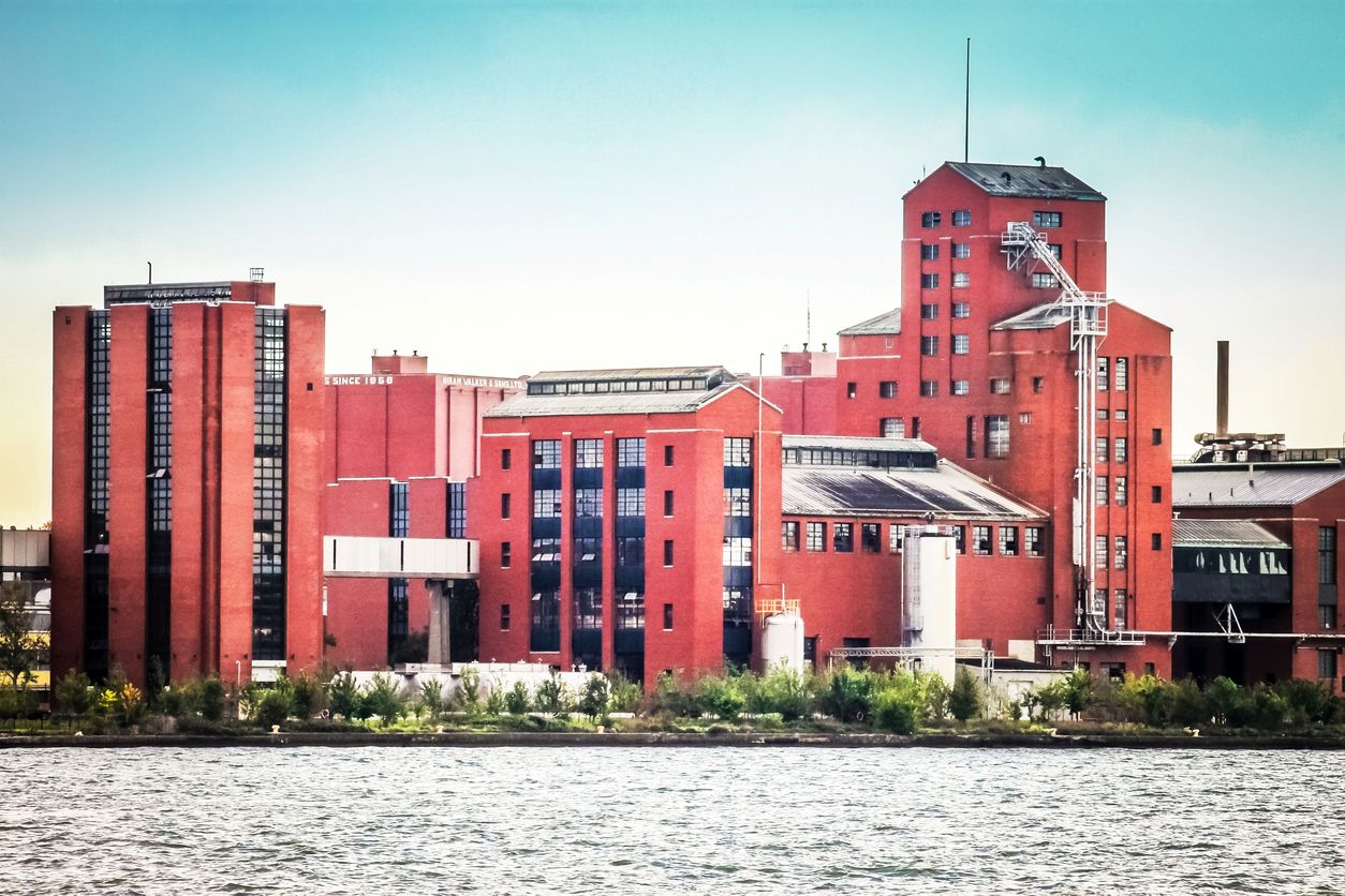 Hiram Walker and Sons distillery, maker of Canadian Club whiskey, in Windsor, Ontario, Canada. Photo: iStock/MollyNZ