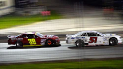 Competitors fly around the track at the recent ISMA race sponsored by Don-Mor CARSTAR Collision.
