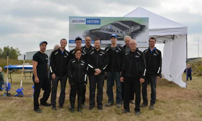 The team at CSN-Hutten Collision Centre at the future site of the facility's new building.