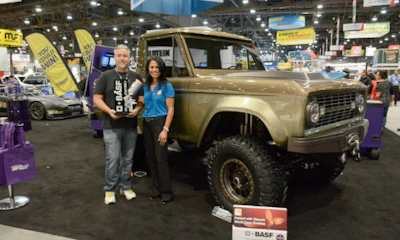 Greg Hillmer, owner of the award-winning 1966 Ford Bronco, and Shefali Cromer, BASF Glasurit Market Segment Manager.
