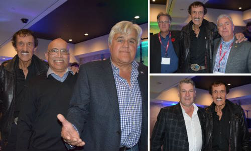 A BASF-sponsored celebrity event at SEMA led to unexpected charitable donations from a number of industry stakeholders. Clockwise, from above left: Richard Petty, Zuby Siddiqui of Crescent Industries and Jay Leno. Mort Hall, GM of White & Peters, Richard Petty and Dave Swenson, GM of Carlson Body Shop Supply. Kelvin Campbell of CSN-Chapman Auto Body and Richard Petty.
