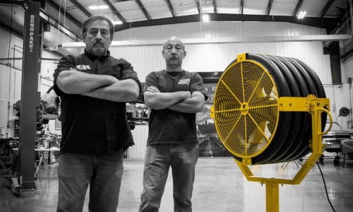 Mark Worman and Royal Yoakum of Velocity's 'Graveyard Carz.' Worman says the change since switching to LED lighting has been dramatic.
