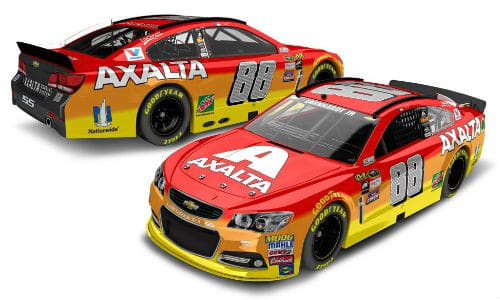 Two views of the No. 88 Axalta Chevrolet SS Show Car. The vehicle will be on display at Steve Lewis Auto Body as part of the lead-up to the IWK 250.