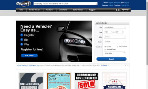 The new Copart Canada site features Canadian-specific inventory and content.
