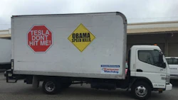 Consumer Watchdog camped out at the Automated Vehicles Symposium 2016 in San Francisco yesterday to protest against Tesla's self-driving cars. The organization turned up with a white truck highlighting the shortcomings of Tesla's Autopilot in the death of Joshua Brown earlier this year.