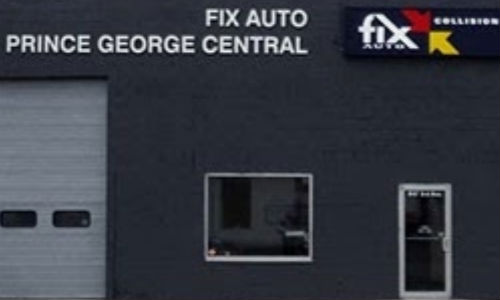 The exterior of Fix Auto Prince George Central. The facility is owned by Garett Berg.