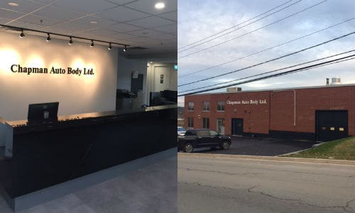 Two views of the new CSN-Chapman Autobody West-Bedford. The facility officially opened for business on November 7, 2016.