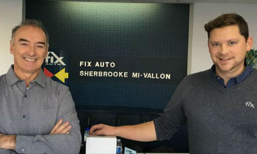Michel V&eacute;ronneau, Fix Auto Sherbrooke Mi-Vallon&rsquo;s owner, and Francis Boulanger, Shop Director.