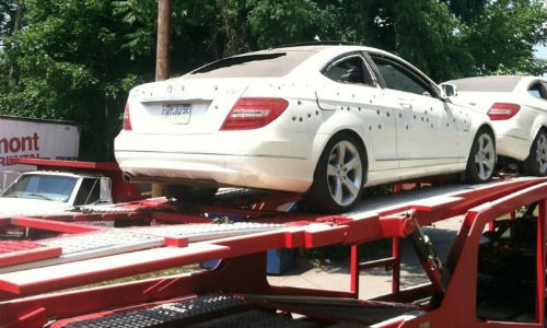 Just another day in the shop &hellip; or maybe not. Those tiny dents are apparently bullet holes.
