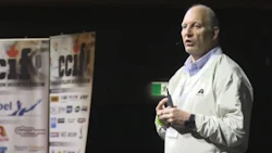 Mike Anderson of Collision Advice on stage at CCIF Toronto in 2016. Anderson will return for the next meeting of CCIF Toronto to lead a panel discussion on calibration and scanning.