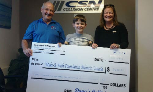 From right: Dana Alexander, CSN- Dana&rsquo;s; Jack Leifso (Make-A-Wish Canada recipient) and Michelle Roy, ReMAX Group For Realty.