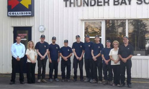 The team at Fix Auto Thunder Bay South. The facility has recently achieved I-CAR Gold Class, thanks in part to an in-house training centre.