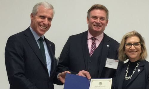 At the Grand Opening of SATA Canada. Albrecht Kruse, CEO of SATA; John Turner, GM of SATA Canada and Gila Martow, MPP for Thornhill. Martow presented SATA Canada with a certificate officially welcoming SATA to the province and city of Vaughan.