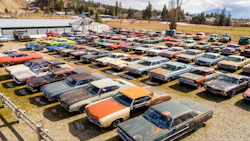 Mike Hall of British Columbia is selling his property, alongside 340 vintage cars