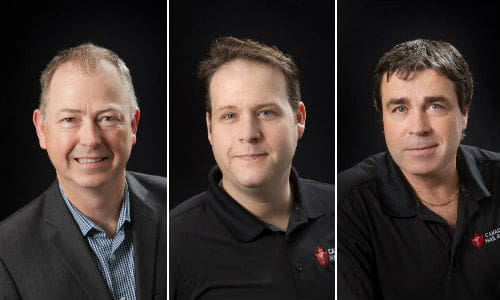 Canadian Hail Repair has announced several new appointments. From left: Greg Smith will serve as Director of Operations; Jared Niedzielski takes on the role of Southern Alberta Appraisal Manager and Doug Riches will fill the position of Manager at the company&rsquo;s operation in Red Deer, Alberta.