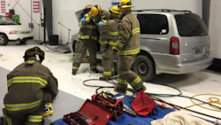 Members of the Martensville Fire Department demonstrated extrication techniques during the workshop.