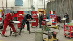 Students in competition at the Saskatchewan Polytechnics 16th Annual Skills Competition. First prize was a Westward tool chest filled with tools.