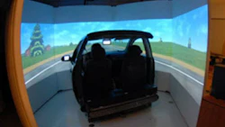The driving simulator at Clemson University. A recent study at the university has found that reliance on automated systems leads to worse driving.
