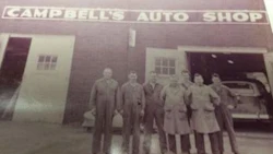 The team at Campbell's Auto Shop in Belleville in 1956. At this point, the shop had already been in operation for over four decades.