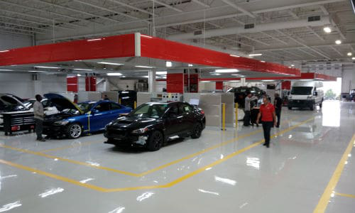 Inside the new home of European Autobody in Woodbridge, Ontario. The facility&rsquo;s move included the installation of new equipment and processes from Symach.