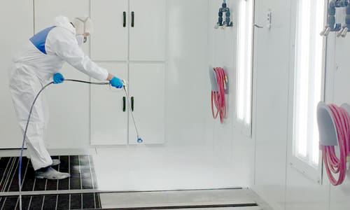 According to GFS, Booth Shield is compatible with all types of booths, and provides a bright, clean finish on paint booth surfaces while insuring prime visibility for those working inside the booth.