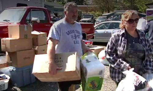 An autobody shop in New Hampshire became a local centre for Hurricane Harvey relief efforts, despite being nearly 1,800 miles away from Houston, Texas.
