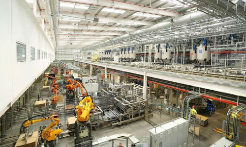 AkzoNobel&rsquo;s new factory in the United Kingdom. Among other environmental technologies, the lighting runs on renewable energy, and the paint will eventually be made with captured rainwater.