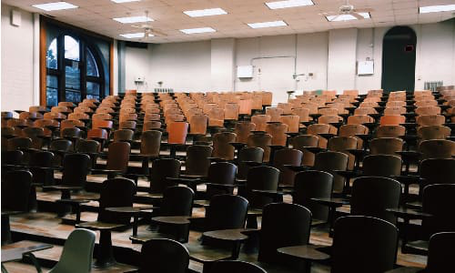 College strike, classroom