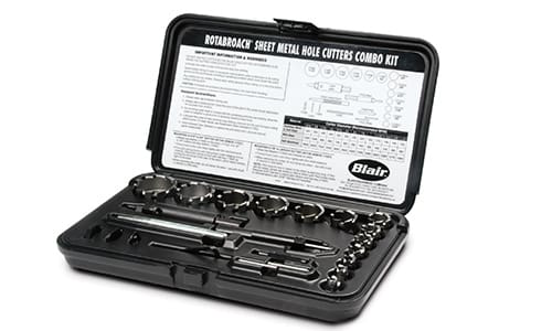 The Rotabroach Hole Cutter Combo Kit by Blair. Blair describes this product as a must have for any tool box or fabricator.
