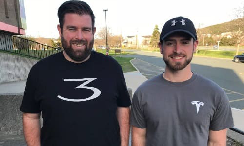 Two young students from Newfoundland have ended up working in a Tesla factory after making a good impression on the company&rsquo;s CEO, Elon Musk.