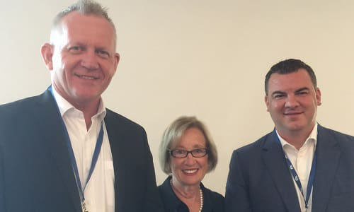 Daryll O&rsquo;Keefe, the general manager of Fix Automotive Network Ontario with Media Matter's Gloria Mann and Fix Automotive Network World president and CEO Steve Leal