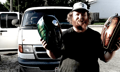 Jamie Haffenden balances his life as a musician and operator of his own custom paint bike shop