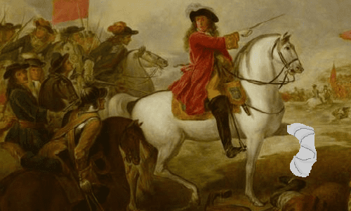 Bill of Rights signatory William III rides on a recently repaired horse. The animal's breeder is understood to have provided all the information needed to set its broken leg.