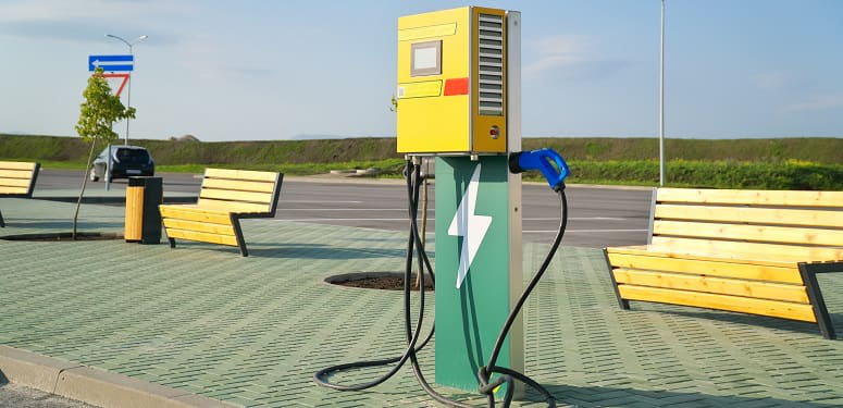 Electric car charging stantion.