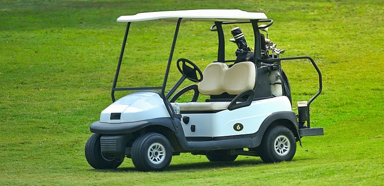 Golf carts on a golf course