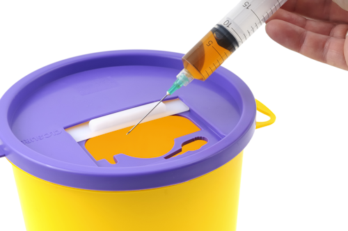 Agency believes final order will decrease regulatory burden on manufacturers as they will no longer be required to submit a premarket approval application (PMA), but can instead submit a less-burdensome premarket notification (510(k)) before marketing this type of device. Shown here is a sharps collection container, not a needle destruction device.