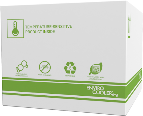 The EnviroCooler EVG is an expanded polystyrene (EPS) cooler infused with a bio-based additive, designed to allow it to break down in a bioreactive landfill in four years.