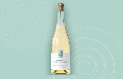 The Sparkling English Rose design pays homage to traditional category cues from the world of champagne, which include a long, curved bottle and a muselet, or metal caged cork, making the opening of the bottle 'elegantly ceremonious.'