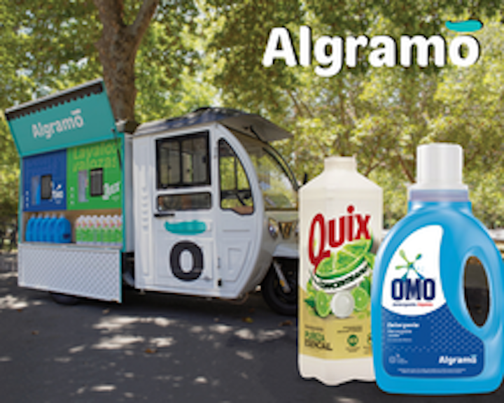 En el piloto, Unilever ofrece sus detergentes Omo y Quix en envases de venta al por menor, a los cuales se les agrega una etiqueta RFID y un rótulo de marca compartida de Algramõ y Unilever.