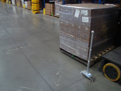 Differential joint deflections can be measured using a floor profiler as a moving forklift passes over the joint.