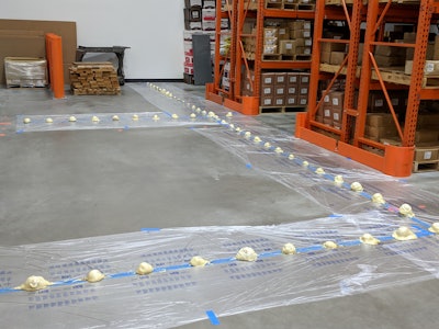 During the installation to stabilize a slab using structural foam.