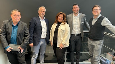 Left to right: Manuel Eisner, Sales Manager Motion & Drives at HAINZL; Harald Schreibmüller, Head of Sales Motion & Drives at HAINZL; Kristina Cerniglia, CEO Briggs & Stratton; David Frank, SVP & President of Electrification Briggs & Stratton; Manuel Friedinger, Sales Manager Motion & Drives at HAINZL