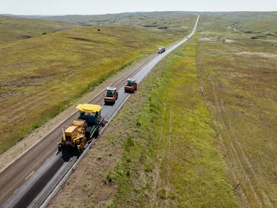 Aerial Of Paving Train Sd2025